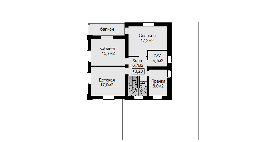 План второго этажа с прачечной
