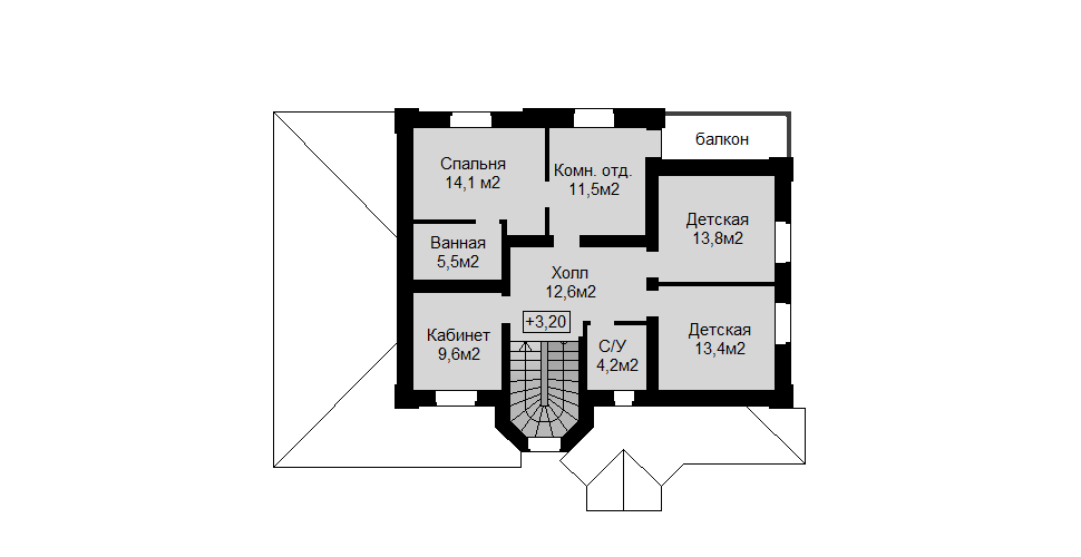 План второго этажа с комнатой отдыха