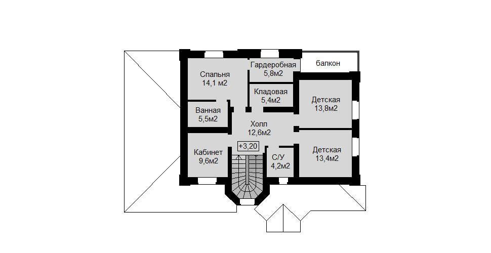 План второго этажа с кладовыми