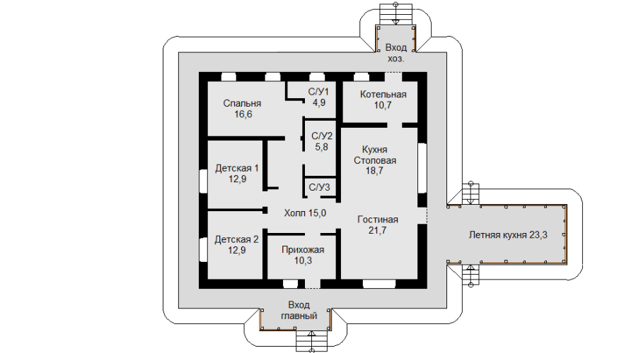 План этажа с унитазом в детском санузле